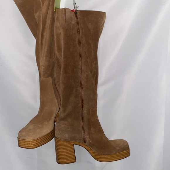NWT Gianni Bini Brown LEATHER Suede 4” Heeled 1.5”PLATFORM Boots SIDE ZIP WO 10 - Picture 13 of 13